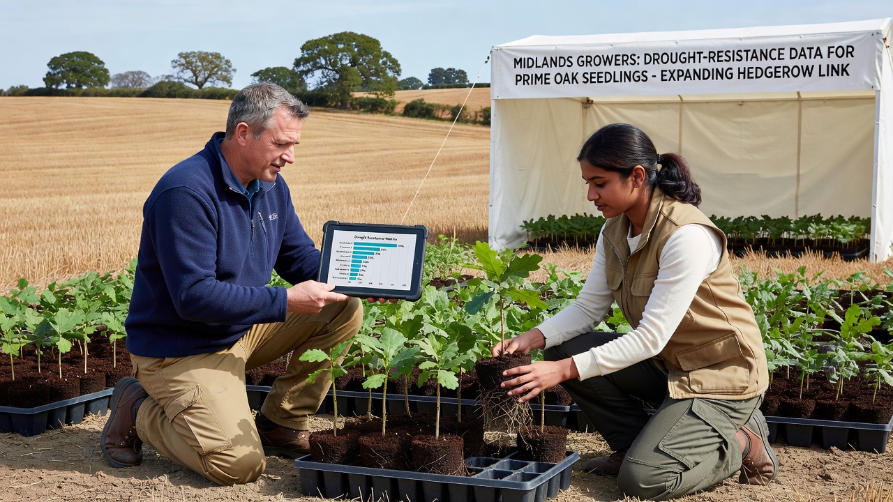 Oak hedgerow expansion in the Midlands with drought-resistant seedlings
